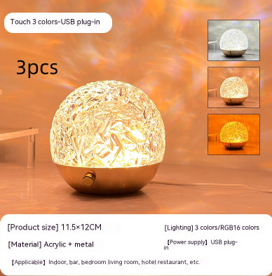 New Water Ripple Projector Night Light Crystal Mood Lamp Bedside Home Bedroom Decoration Aesthetic Christmas Gift Sunset Lights - prestigepearls