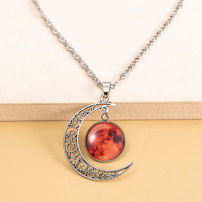 Fashion Glowing Red Luminous Moon Necklace PrestigePearls