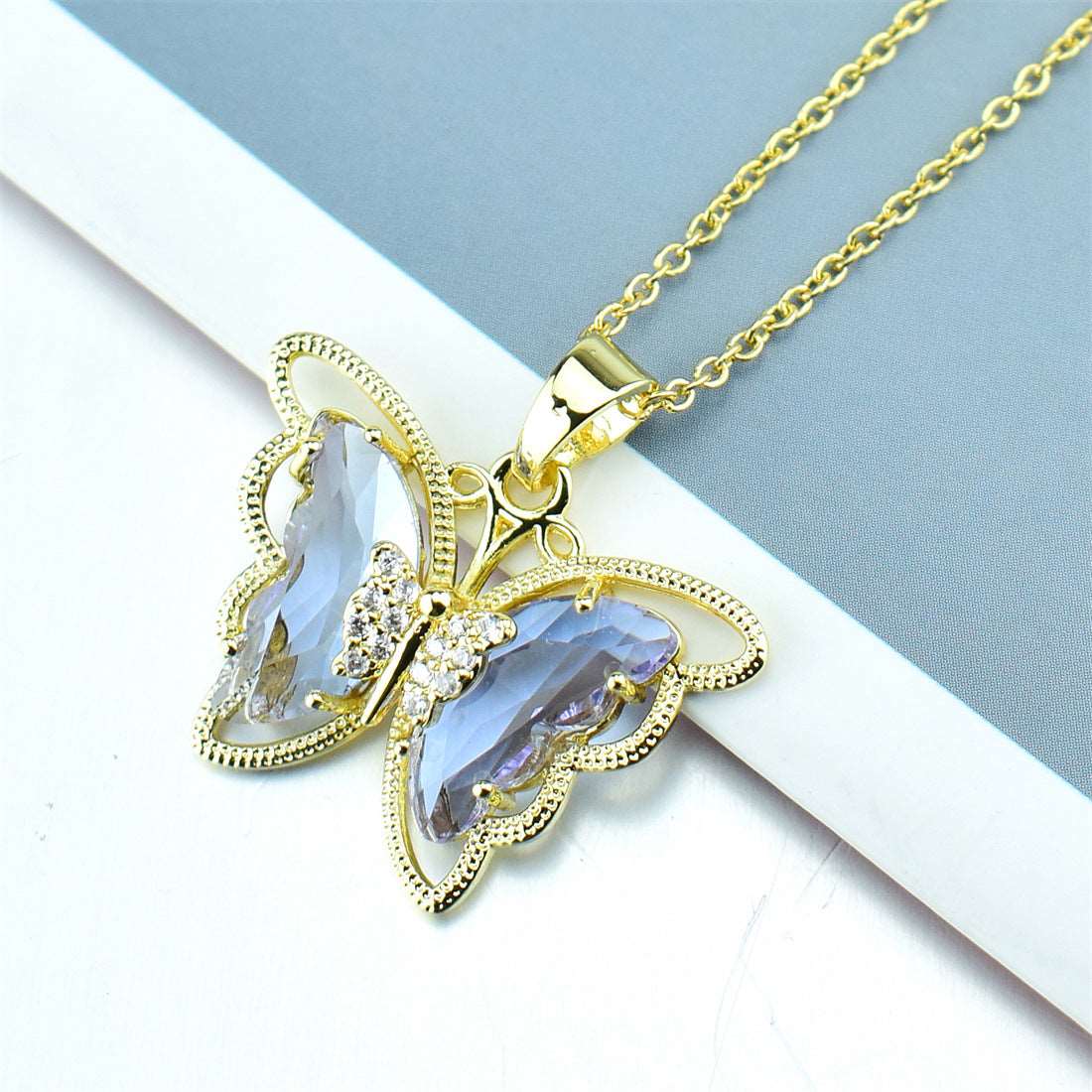 Butterfly Crystal Zircon Pendant Necklace