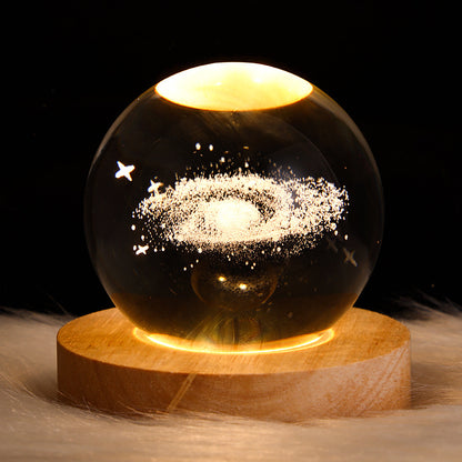 Luminous Starry Sky And Planets Moon Moon Crystal Ball Small Night Lamp Projection Ambience Light Creative Gift New Strange Gift - prestigepearls