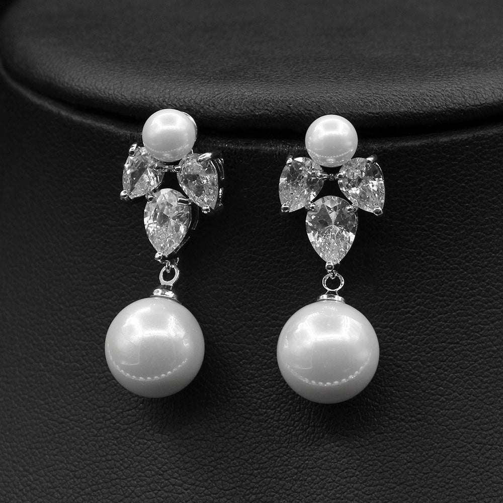 DivinerDine Jewelry Set__Pearl Zircon Earrings Necklace Set Dinner Jewelry PrestigePearls