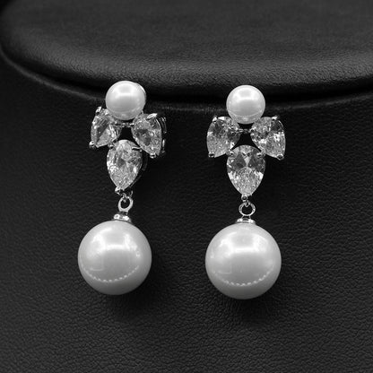 DivinerDine Jewelry Set__Pearl Zircon Earrings Necklace Set Dinner Jewelry PrestigePearls