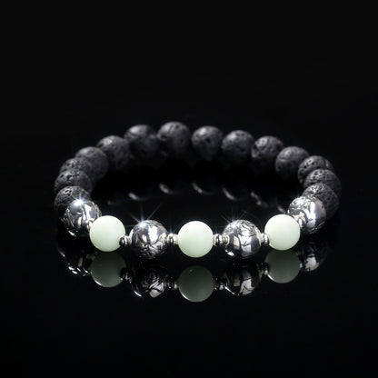 NightGlow Volcanic Bracelet _ Black Volcanic Stone Bracelet Luminous Bead Bracelet PrestigePearls