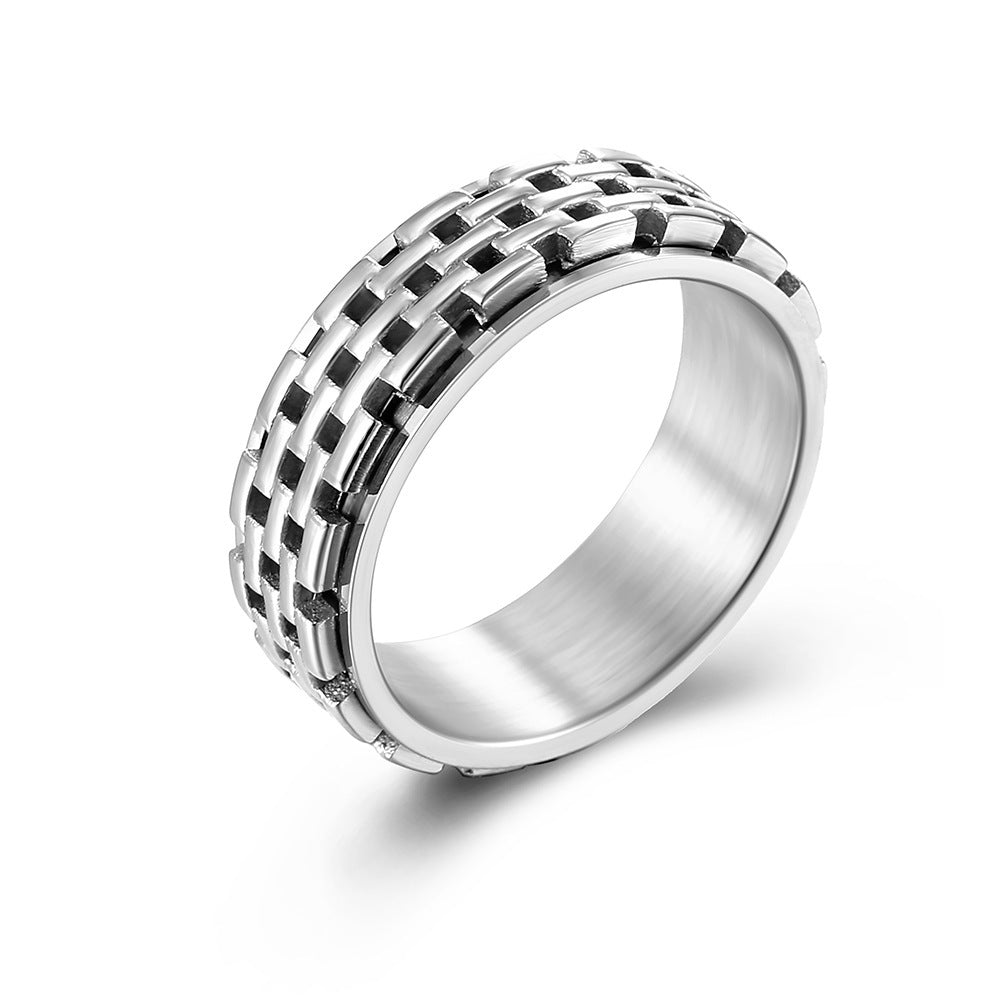 Personality Hollow Out Titanium Steel Spinning Ring PrestigePearls