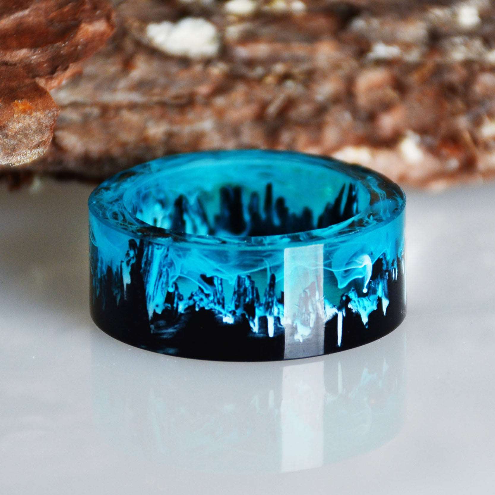 Blue Magic Forest Resin Ring