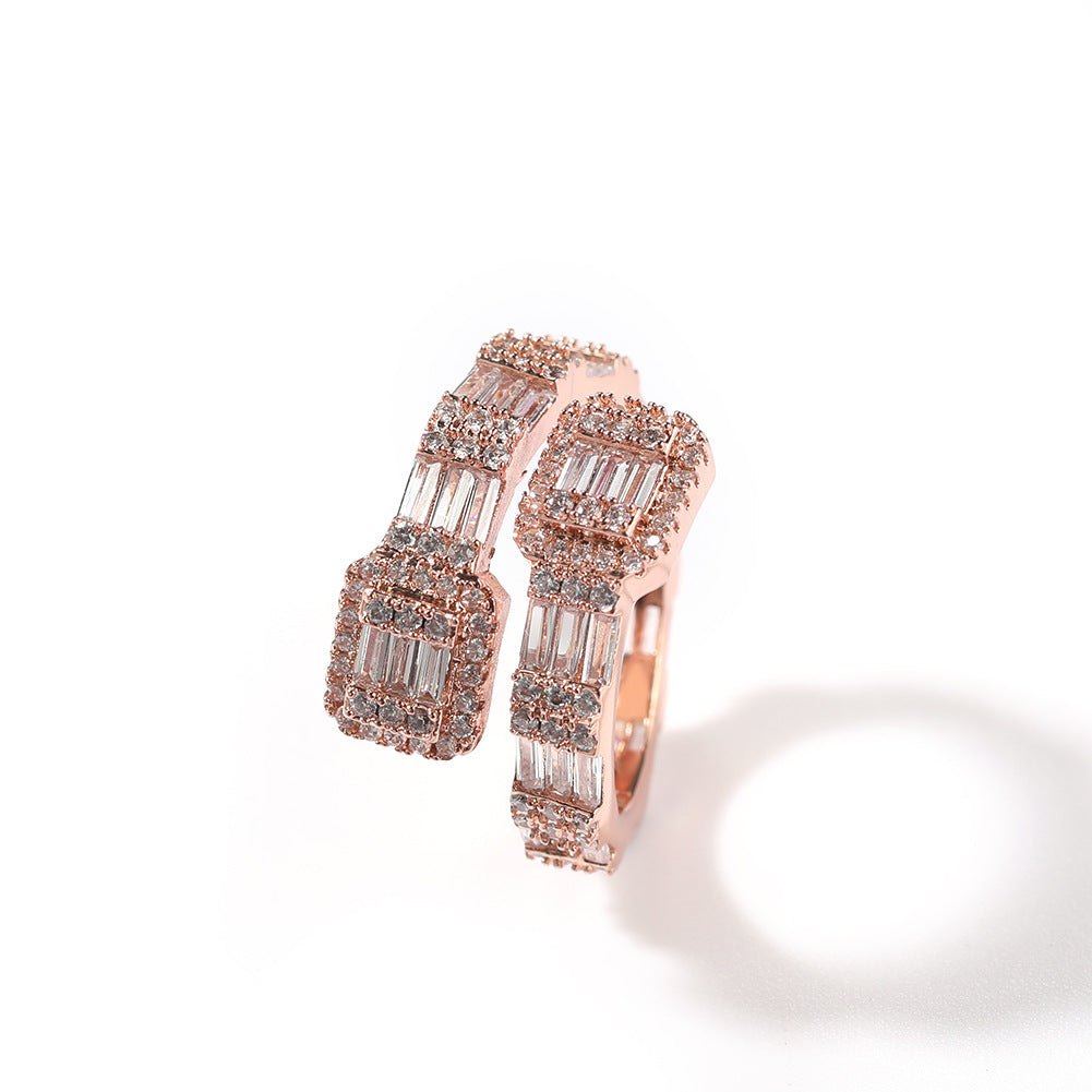 18K Gold Electroplated Copper Micropaved T-Cubic Zirconia Ring - prestigepearls