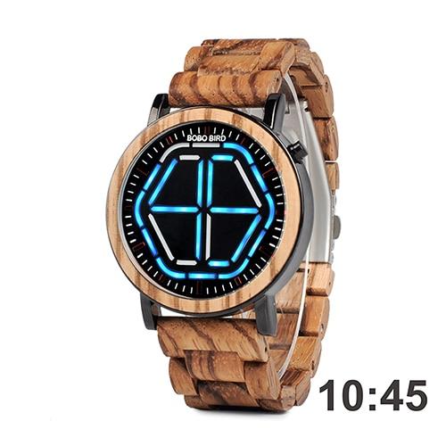 ZenithWood _Bamboo LED Display Night Vision Digital Watch PrestigePearls