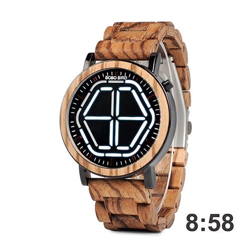 ZenithWood _Bamboo LED Display Night Vision Digital Watch PrestigePearls