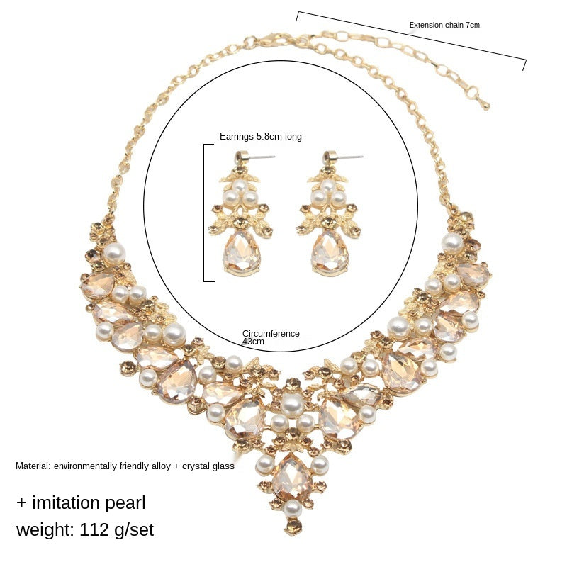 Crystal Pearl Gemstone Necklace And Earrings Set PrestigePearls