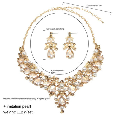 Crystal Pearl Gemstone Necklace And Earrings Set PrestigePearls