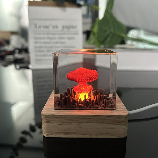 Handmade Resin Atomic Bomb Explosion Mushroom Cloud Small Night Lamp Ornaments PrestigePearls