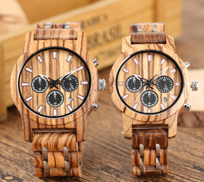 Wooden quartz watch fashion couple Watch PrestigePearls