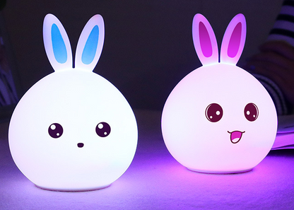 Cute Night Light Animal Rabbit Night lamps Touch Sensor Silicone LED Colorful Lights - prestigepearls