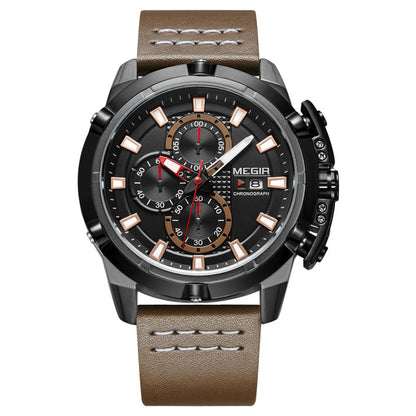 MEGIR 2062-- Multifunctional chronograph calendar quartz watch PrestigePearls