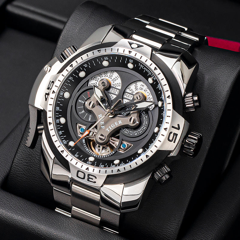 REEF TIGER RGA3503--Men's Mechanical Watch Large Dial Waterproof Strong Luminous PrestigePearls