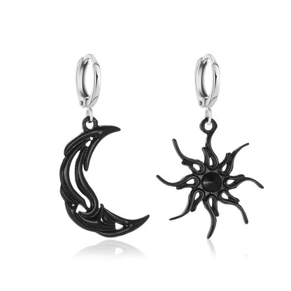 Asymmetrical Abstract Earrings Short Hollow Star And Moon PrestigePearls