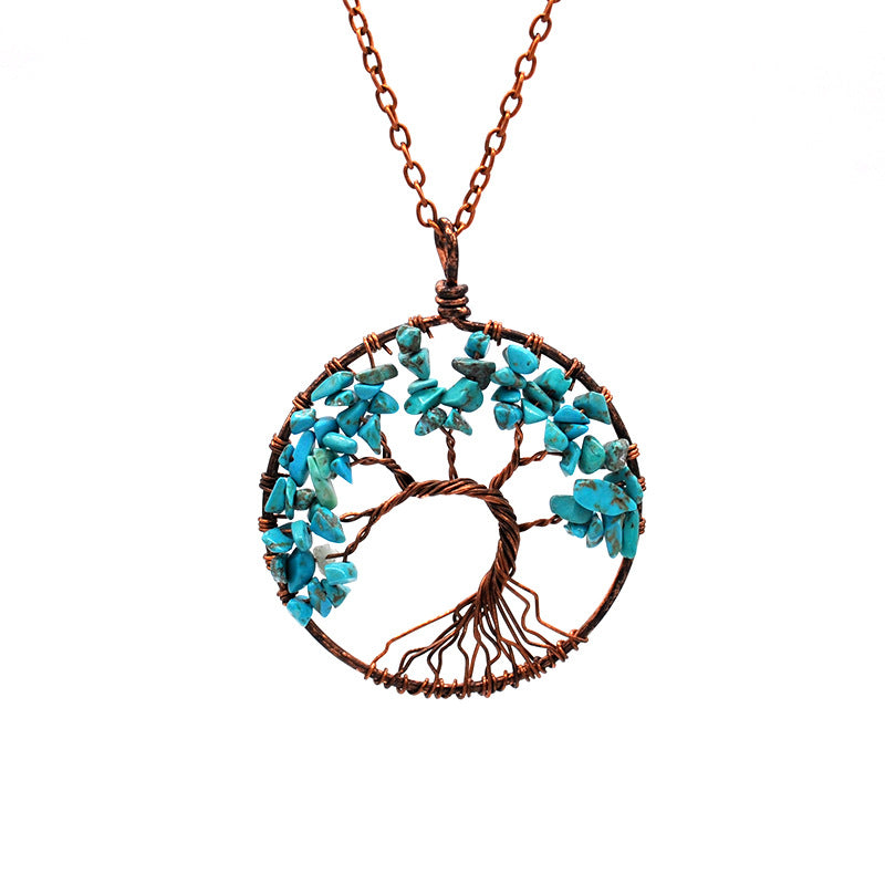 Tree Of Life Pendant Necklace Copper Crystal Natural Stone Necklace PrestigePearls