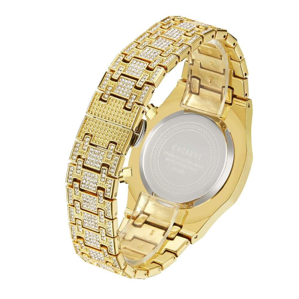 CAGARNY 6881--Shang Sports Business Men's Watch With Gold And Diamonds