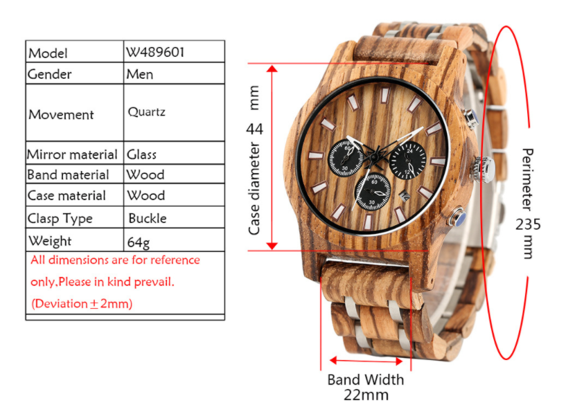 Wooden quartz watch fashion couple Watch PrestigePearls