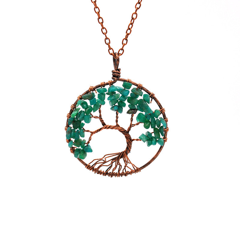 Tree Of Life Pendant Necklace Copper Crystal Natural Stone Necklace PrestigePearls