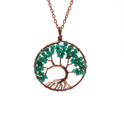 Tree Of Life Pendant Necklace Copper Crystal Natural Stone Necklace PrestigePearls