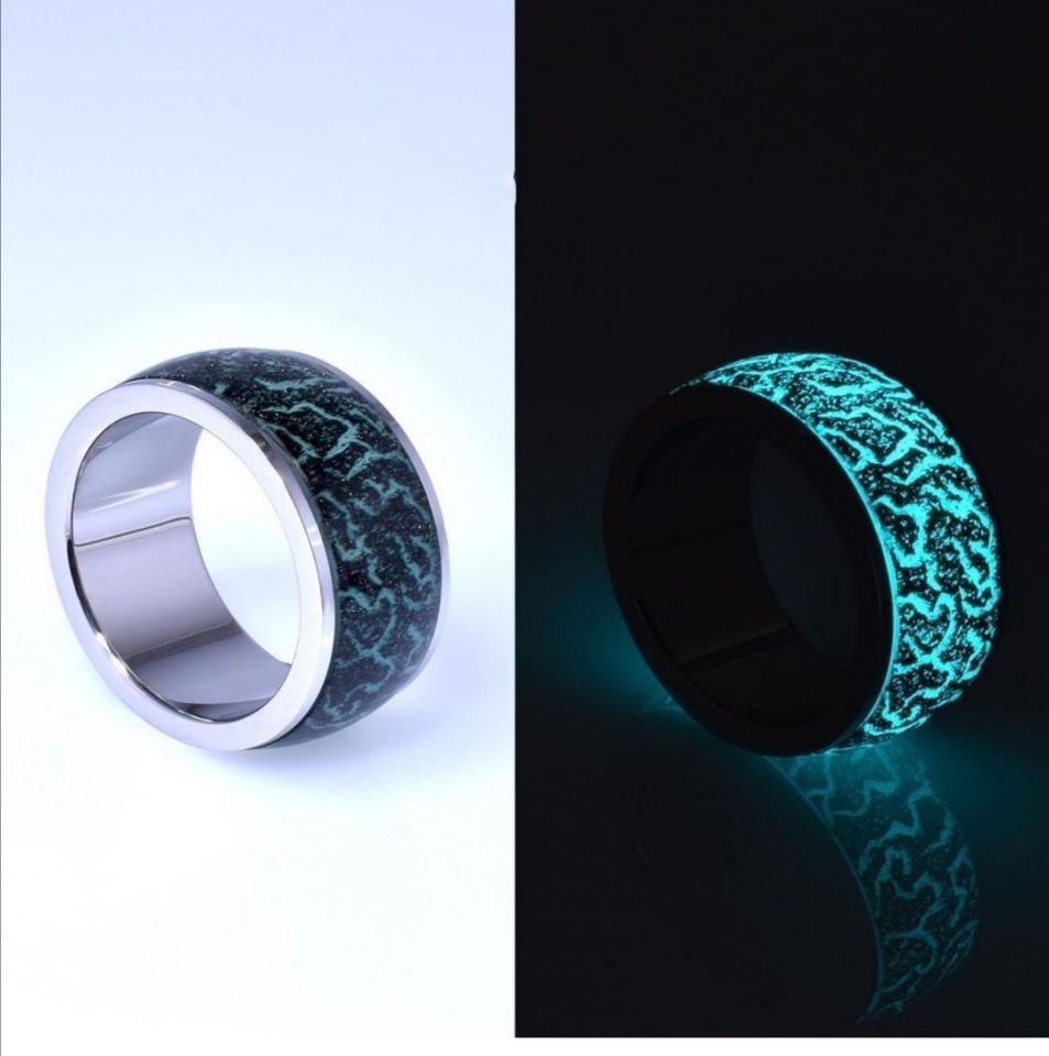 Luminous Explosion Pattern Stainless Steel and Luminous Resin Ring PrestigePearls