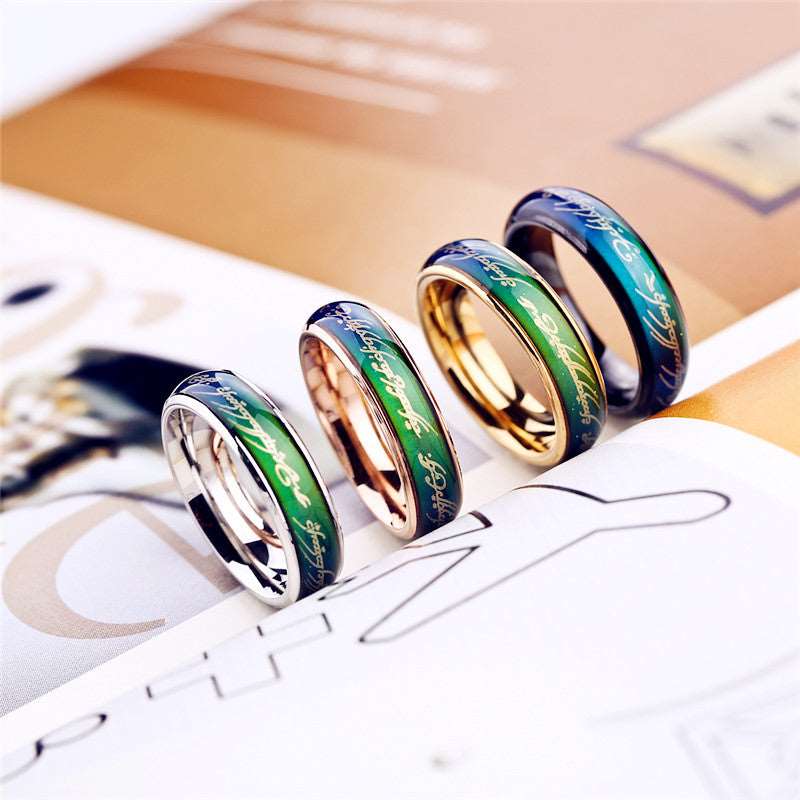 Color-changing Couple Titanium Steel Lord Of The Rings Ring - prestigepearls