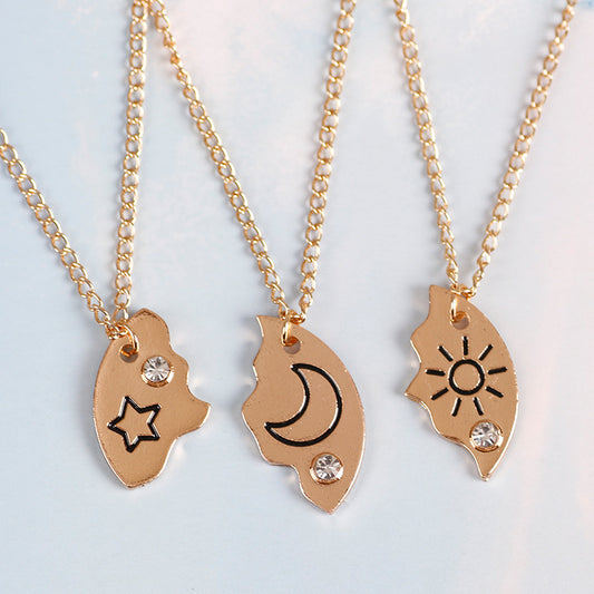 Sun, Moon And Star Pendant Set, Best Friend, Best friend, Friendship Couple Necklace, Fashion Jewelry PrestigePearls