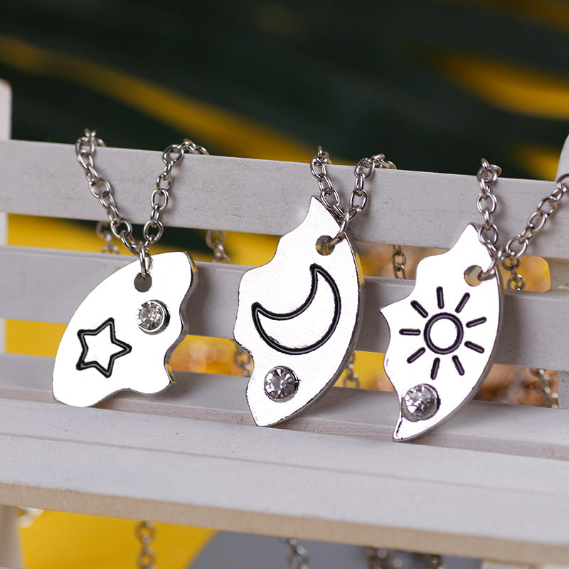 Sun, Moon And Star Pendant Set, Best Friend, Best friend, Friendship Couple Necklace, Fashion Jewelry PrestigePearls