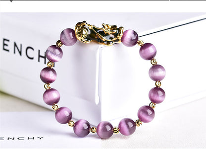 Purple PIXIU Bracelet For Women Men Bring Lucky Brave Wealth Feng Shui Good Luck - prestigepearls