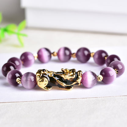 Purple PIXIU Bracelet For Women Men Bring Lucky Brave Wealth Feng Shui Good Luck - prestigepearls