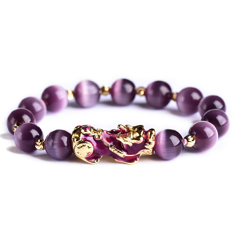 Purple PIXIU Bracelet For Women Men Bring Lucky Brave Wealth Feng Shui Good Luck - prestigepearls