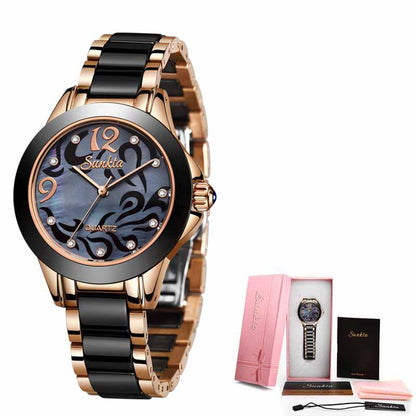 SUNKTA__ Ceramic Ladies Watches Exquisite High-end Watches PrestigePearls