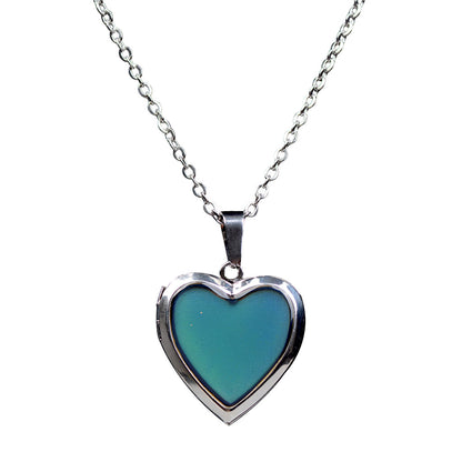 Heart Mood Locket Necklace Color Changing Pendant Necklace Stainless Steel Chain PrestigePearls