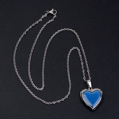 Heart Mood Locket Necklace Color Changing Pendant Necklace Stainless Steel Chain PrestigePearls