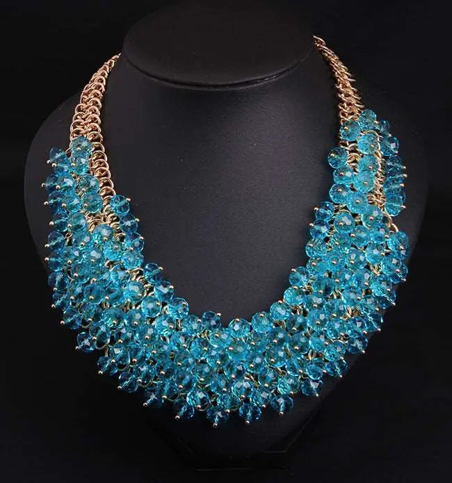 All Handmade Crystal Glass Multi-Layer Short Clavicle Heavy Industry Necklace