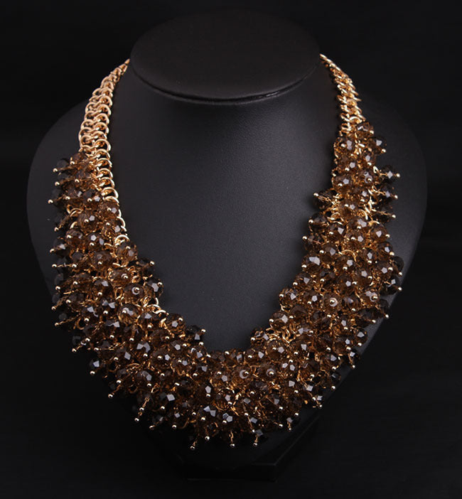 All Handmade Crystal Glass Multi-Layer Short Clavicle Heavy Industry Necklace PrestigePearls