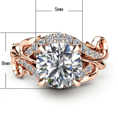 Beautiful Flower Design Bridal Jewelry Engagement Rings for Women Rose Gold Wedding Ring - prestigepearls