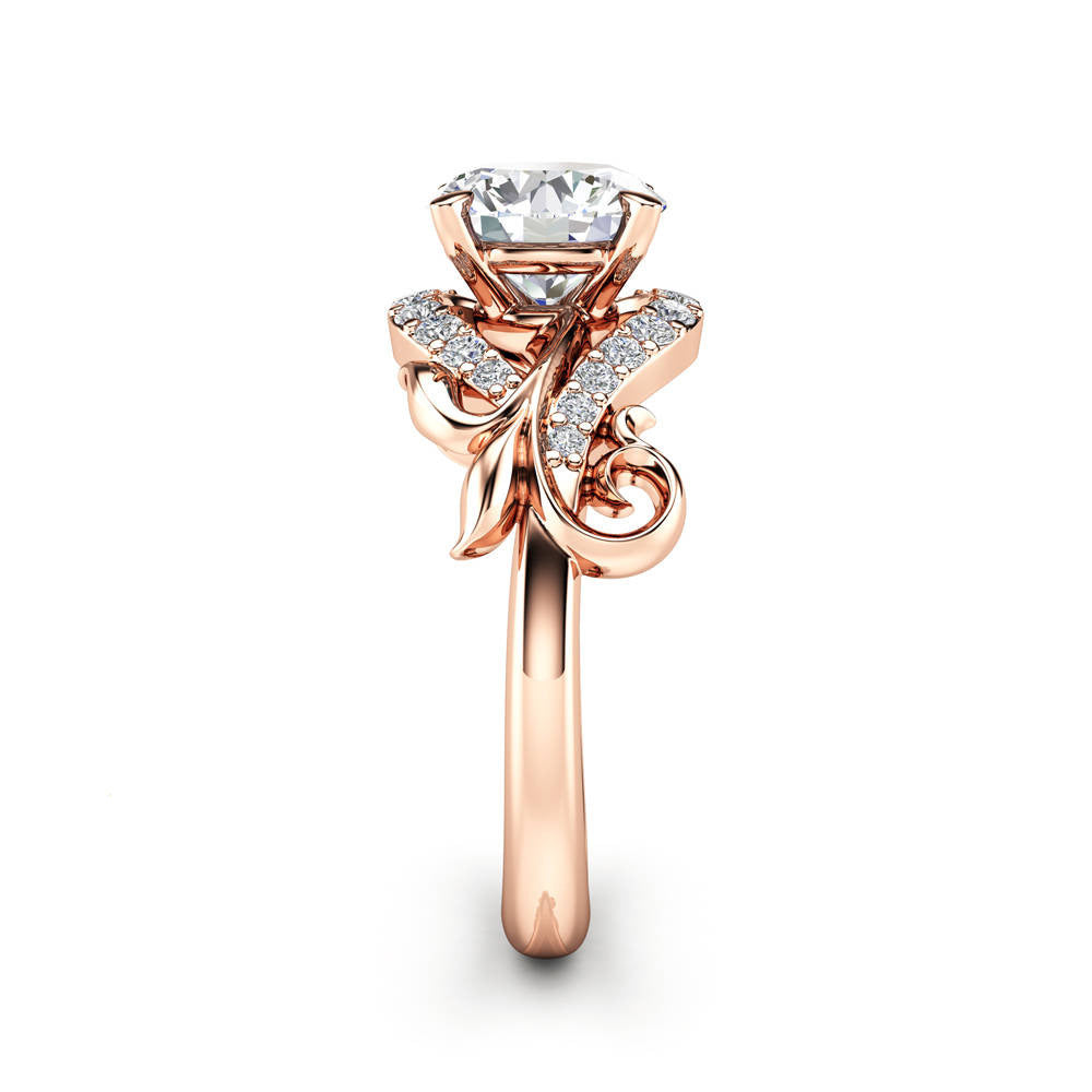 Beautiful Flower Design Bridal Jewelry Engagement Rings for Women Rose Gold Wedding Ring - prestigepearls