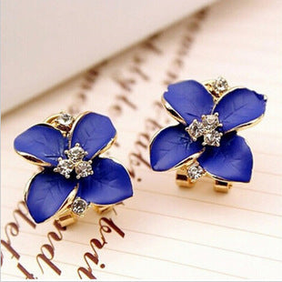 Camellia Earrings Royal Blue Frosted Ear Clips PrestigePearls