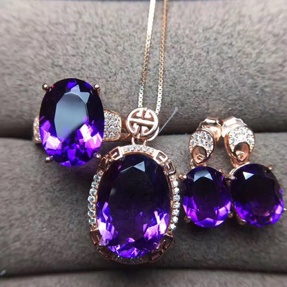 Elegant Amethyst Set Boutique Amethyst Inlaid Crystals set PrestigePearls