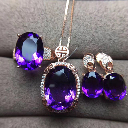 Elegant Amethyst Set Boutique Amethyst Inlaid Crystals set PrestigePearls