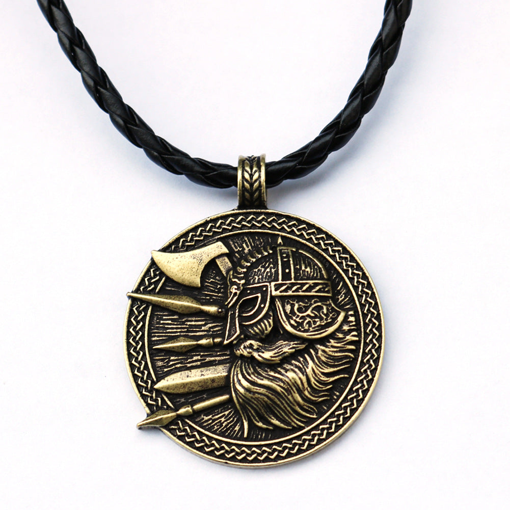 Nordic Viking Odin Necklace Pirate Soldier Sword And Axe Amulet Pendant Necklace - prestigepearls