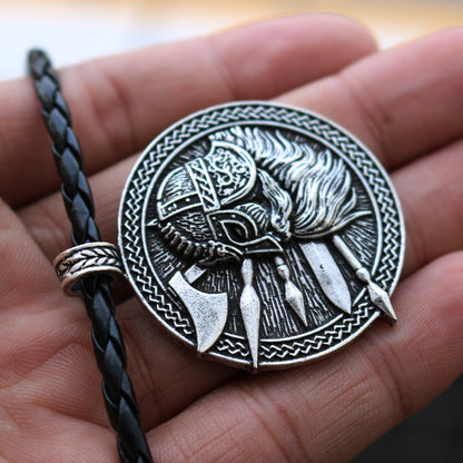 Nordic Viking Odin Necklace Pirate Soldier Sword And Axe Amulet Pendant Necklace - prestigepearls