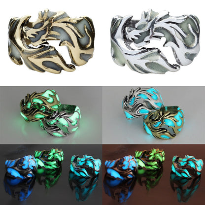 Vintage Men's Rings Fashion Dragons Adjustable Rings Personalized Night Lights - prestigepearls