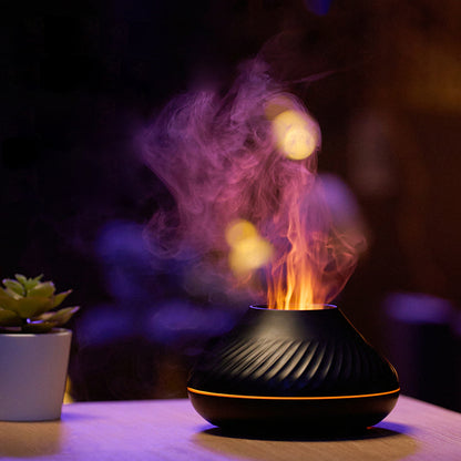 Newest RGB Flame Aroma Diffuser 130Ml 3d Colorful Flame Humidifier Fire Volcano Diffuser Flame - Prestige Pearls