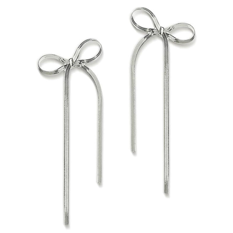 Stainless Steel Jewelry Wholesale Non-tarnish Herringbone Bow Earrings Hypoallergenic 18k Gold Plated Ribbon Bow Bowknot Earring PrestigePearls