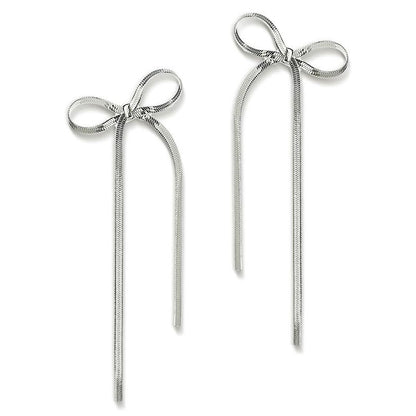 Stainless Steel Jewelry Wholesale Non-tarnish Herringbone Bow Earrings Hypoallergenic 18k Gold Plated Ribbon Bow Bowknot Earring PrestigePearls