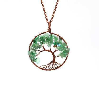 Tree Of Life Pendant Necklace Copper Crystal Natural Stone Necklace PrestigePearls