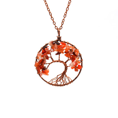 Tree Of Life Pendant Necklace Copper Crystal Natural Stone Necklace PrestigePearls